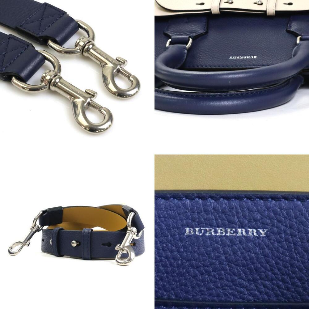 Burberry handbag shoulder bag Navy Blue White leather - Picture 4 of 4
